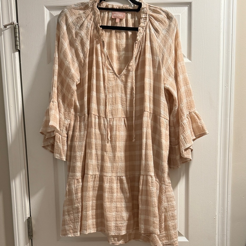 Show Me Your MuMu Viola Beige Plaid Mini Dress